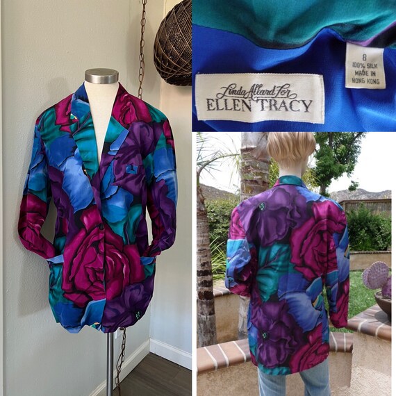 Gorgeous 1980's Vintage Silk Blazer ~ Large Purpl… - image 1