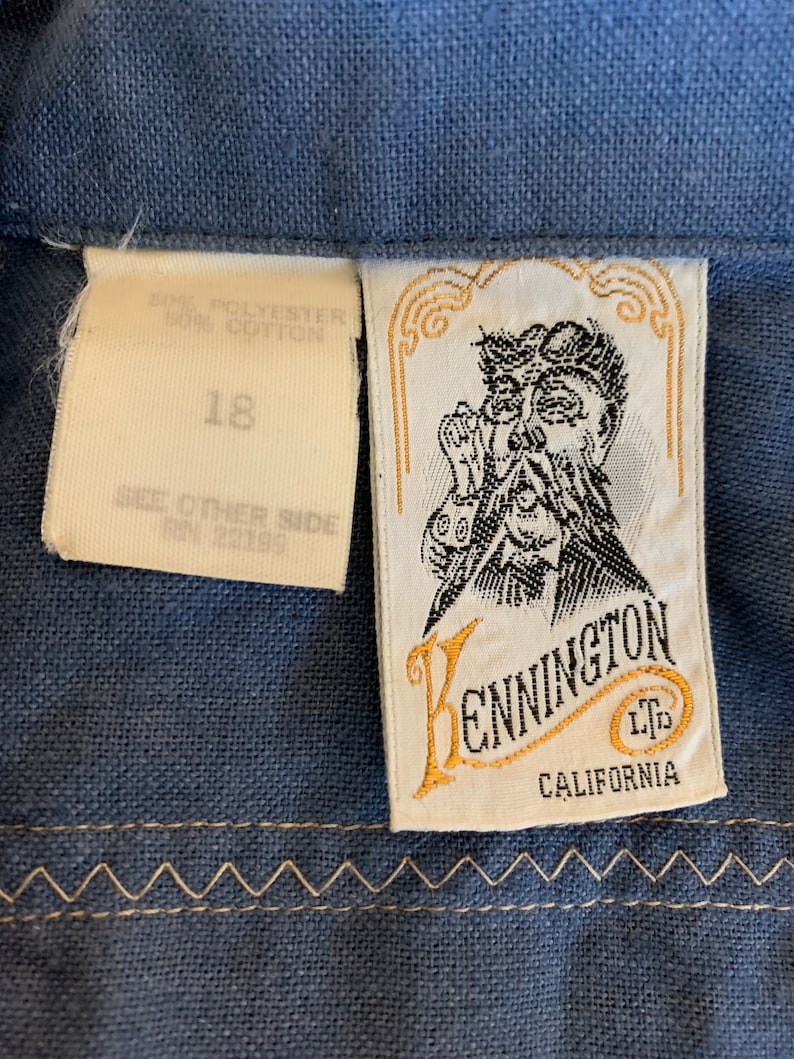 Early 1970/'s Vintage Woman/'s Shirt ~ Blue Hippie California Shirt With Fancy Stitching Wood Buttons ~ Great Quality /& Condition