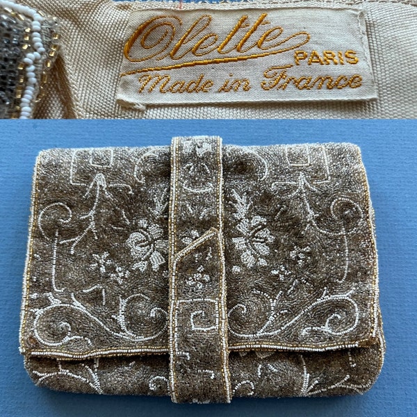 Antique Art Nouveau Gold Bag ~ Olette Paris, France, Beaded Clutch Evening Bag, Perfect Silk Lining ~ Great Quality And Condition