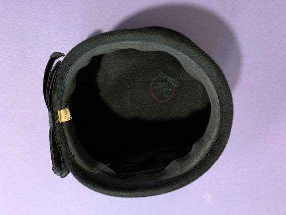 Vintage Black Velour Hat With Bow In Back ~ 1930'… - image 6