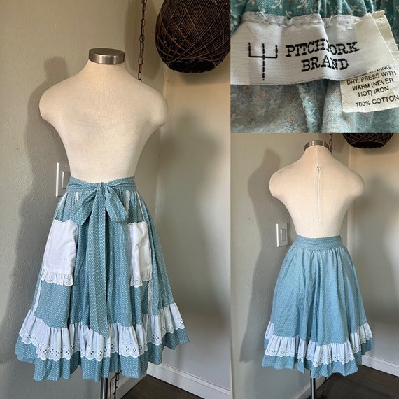 Vintage 1980’s ~ Blue And White Floral Full Skirt… - image 1