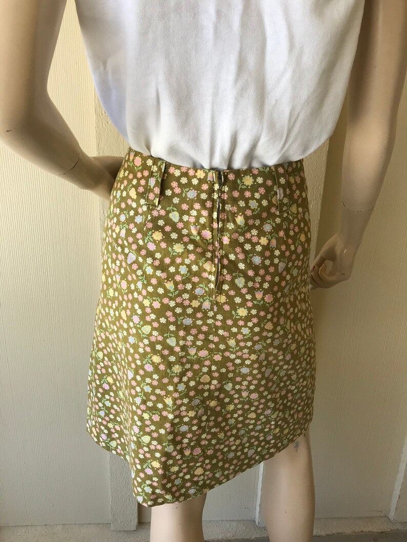 Vintage 1960's Skirt Patty Woodard Olive Green W/ Tiny - Etsy