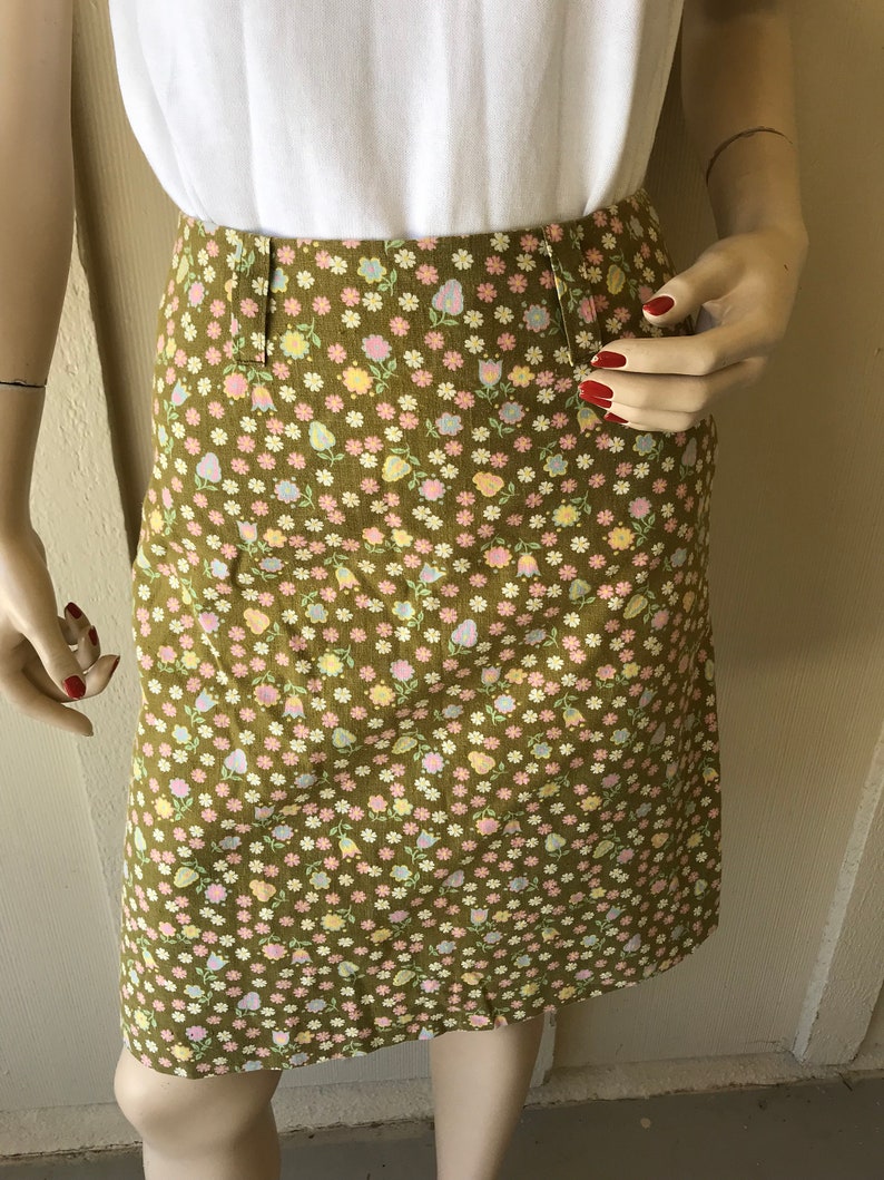 Vintage 1960's Skirt Patty Woodard Olive Green W/ Tiny - Etsy
