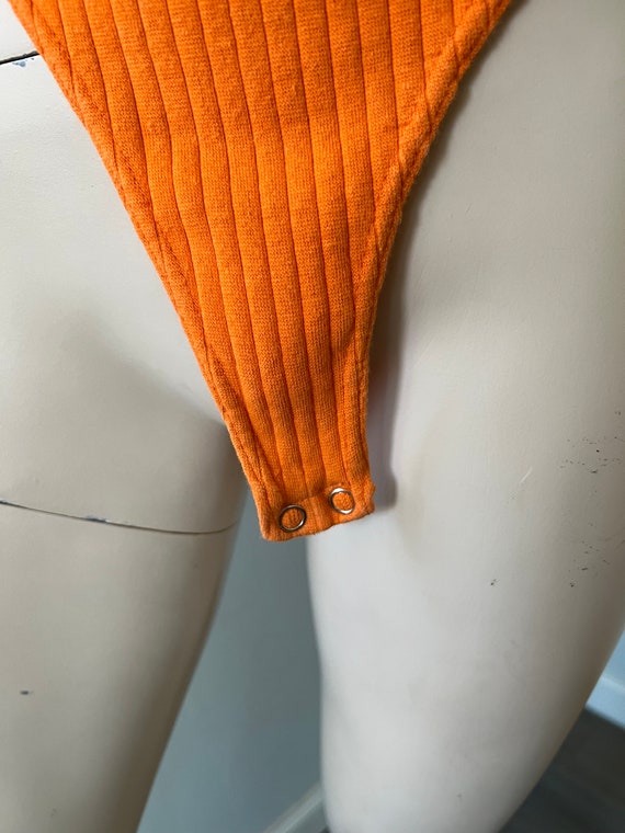 1970's Vintage Body Suit ~ Orange, Snaps At The C… - image 6