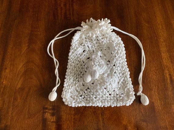 Antique White Handbag ~ Victorian Hand Crocheted … - image 2