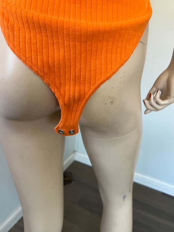 1970's Vintage Body Suit ~ Orange, Snaps At The C… - image 7