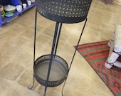 Black and Grey Mesh Metal Tall Plant Stant