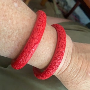 Carved Red Cinnabar Bangle 2 Available Matching