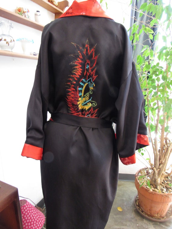 Black and red silk robe hotsell