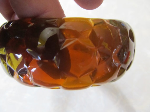 Vintage Plastic Amber Bubble Bangle Bracelet - image 1