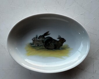Limoges Hand Painted Rabbit Dish