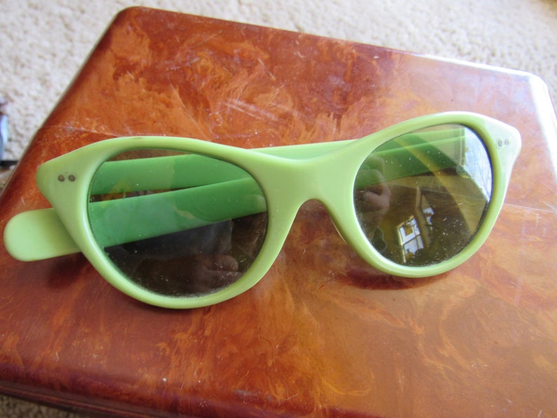 Vintage Lime Green Plastic Sunglasses Vintage