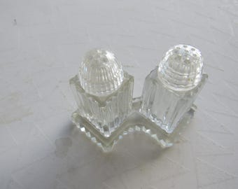 Clear Art Deco Glass Salt and Pepper Shakers