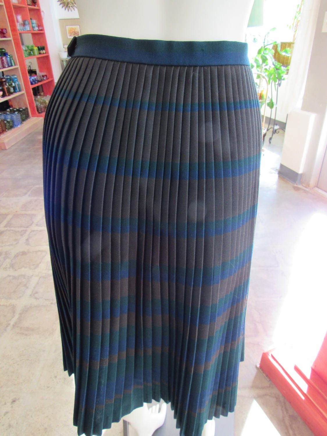 1960s Kammgarn Trevira Brown and Blue Plaid Skirt Size 40 - Etsy