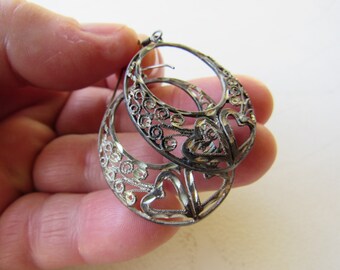 Sterling Silver Filigree Hoop Earrings