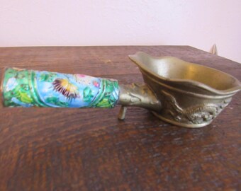 1920's Antique Chinese Brass and Cloisonne Kimono Iron or Scoop