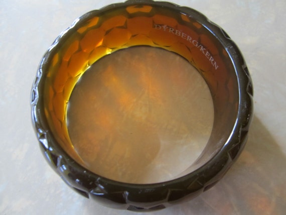 Vintage Plastic Amber Bubble Bangle Bracelet - image 2