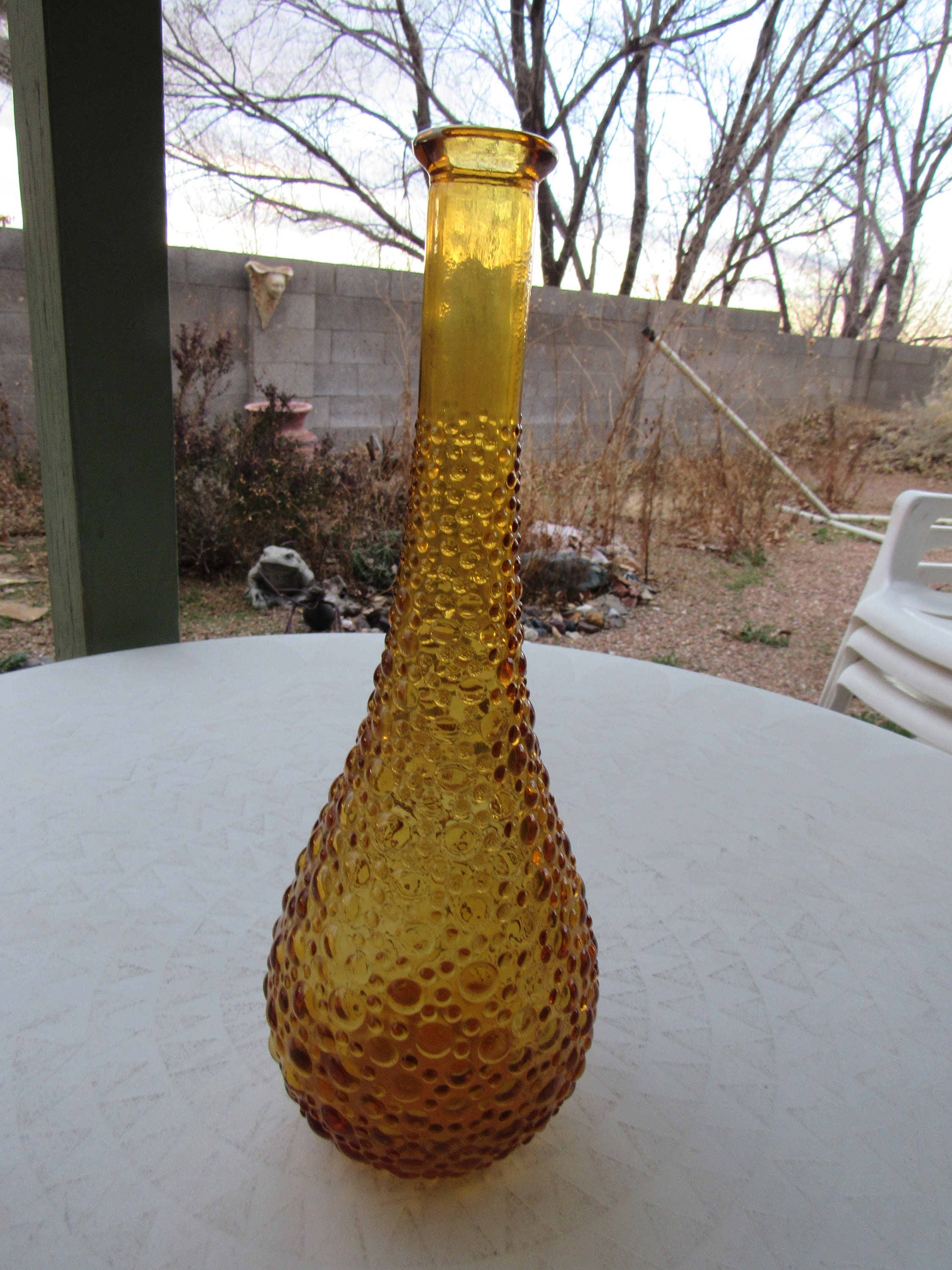 Tall Vintage Italian Amber Bubble Glass Vase Etsy UK