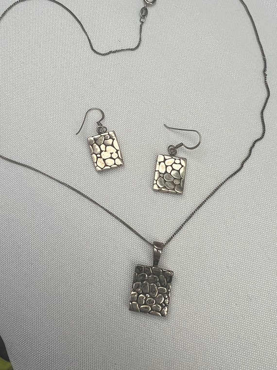 Sterling silver Pebble Necklace Earrings