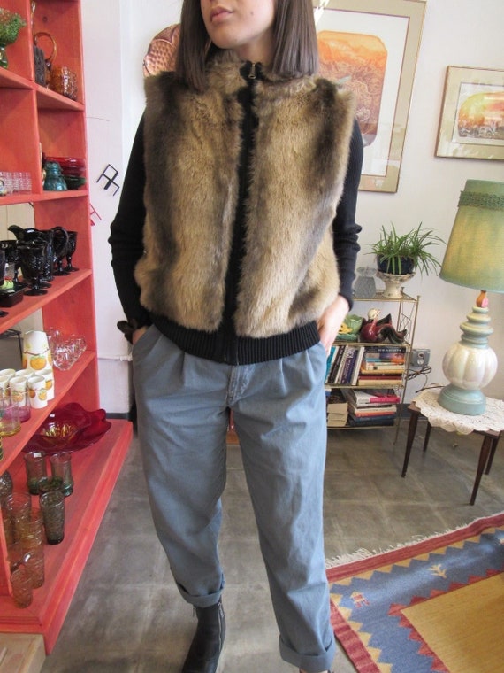 SALE! Women's Large Faux Mink Fur Vest