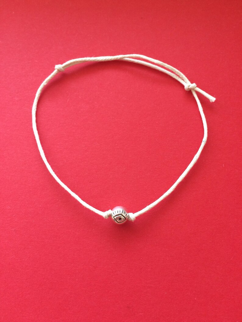 Silver Eye Bracelet White Evil Eye Bracelet Evil Eye Bracelet White Bracelet Protection Bracelet