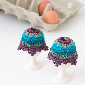 Crochet  PATTERN for Egg Warmer or Cozy with Photo Tutorial for Easter or any season-Peacock Inspired-suitable for Beginners some experience
