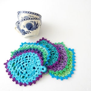 Crochet PATTERN Peacock Pineapple Coaster or Motif - use as drinks, candle or plant coaster or for a garland