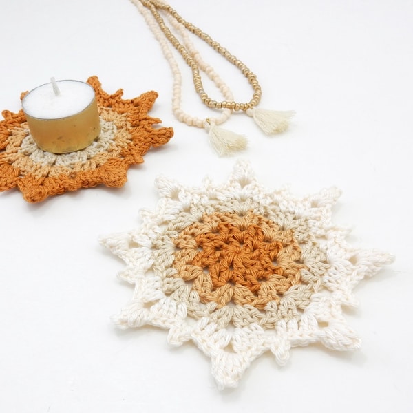 Crochet PATTERN Crystal Coaster or Motif- also lovely as a Christmas Motif, Ornament or Garland