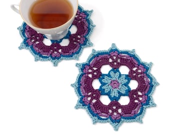 Blooming Crochet Coaster PATTERN or Floral Mandala Design (PDF Pattern)