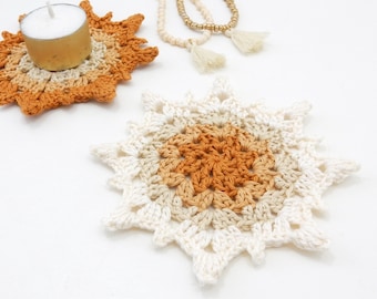Crochet PATTERN Crystal Coaster or Motif- also lovely as a Christmas Motif, Ornament or Garland