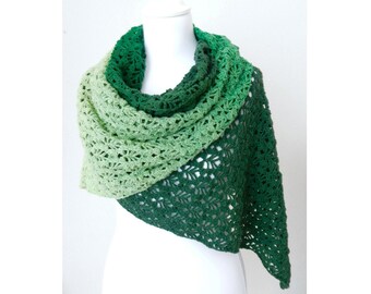 Crochet SHAWL PATTERN Verdancy Shawl - rectangular shawl in beautiful leafy stitch pattern - suitable for Beginners