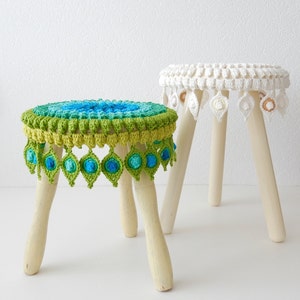 Crochet PATTERN Peacock Feather, Stool Cover and Garland Pop Up Original Design by TheCurioCraftsRoom image 4