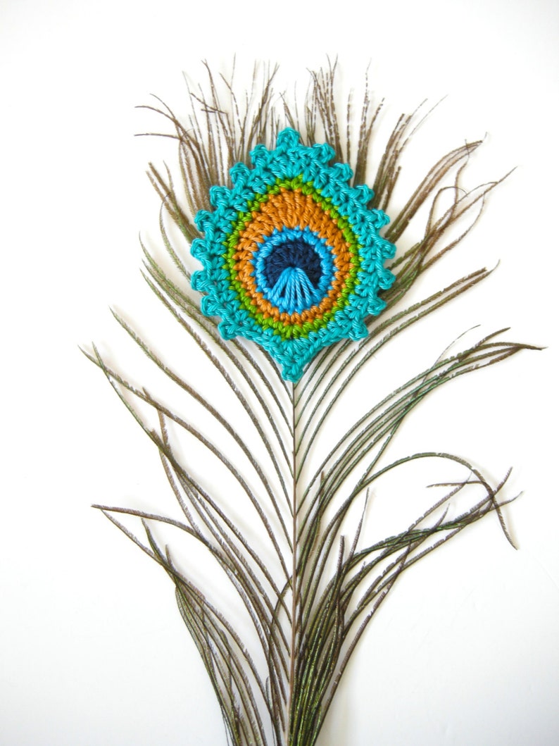 Crochet PATTERN Peacock Feather BOOKMARK and Motif Burma Photo Tutorial for BEGINNERS image 4