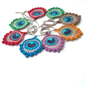 Crochet PATTERN Small Peacock Feather Motif Applique Garland Great Christmas Gift image 3