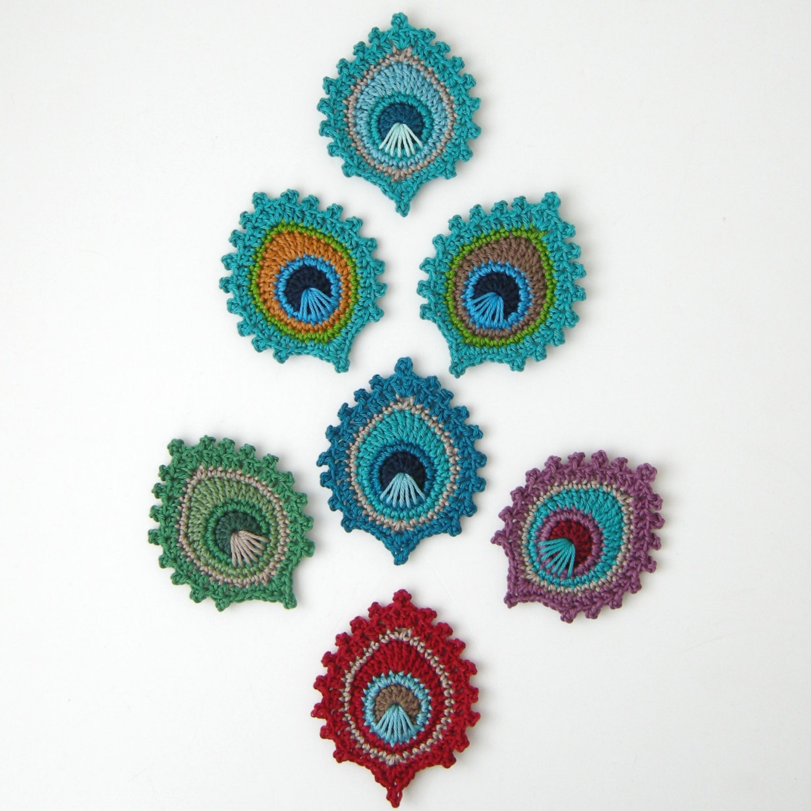 Crochet PATTERN Peacock Feather BOOKMARK and Motif | Etsy