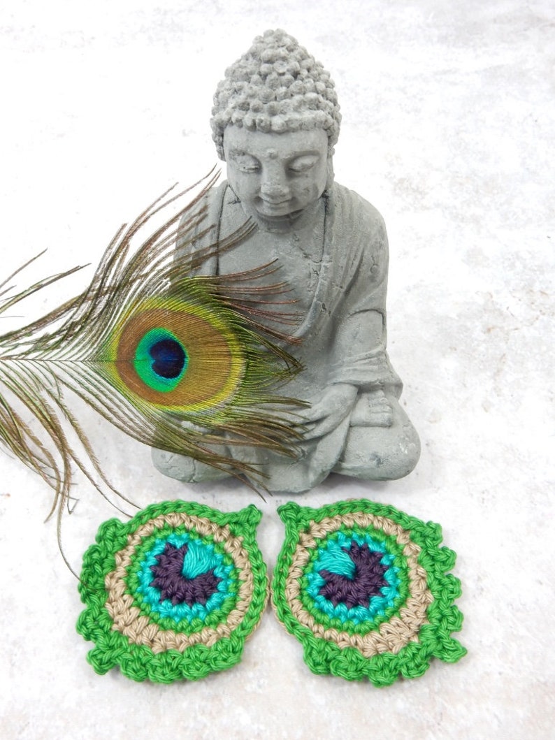 Crochet PATTERN Small Peacock Feather Motif Applique Garland Great Christmas Gift image 4