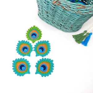 Crochet PATTERN Peacock Feather BOOKMARK and Motif Burma Photo Tutorial for BEGINNERS image 2