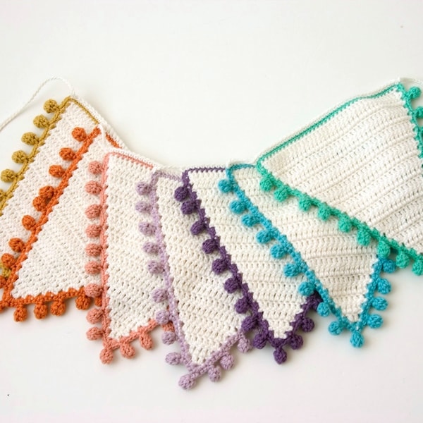 Crochet PATTERN: Bunting, Flags with Bobble Edging in various sizes - with Photo Tutorial