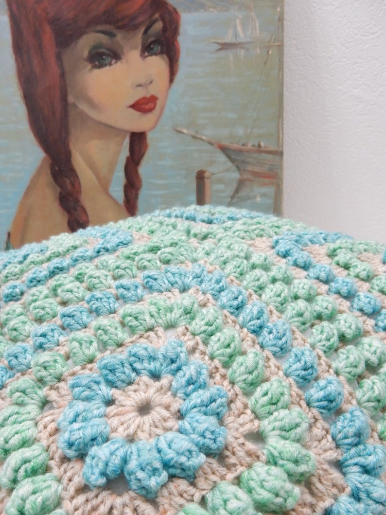 Crochet PATTERN Squishy Popcorn Cushion Cover 8 granny squares NEW BEGINNERS level