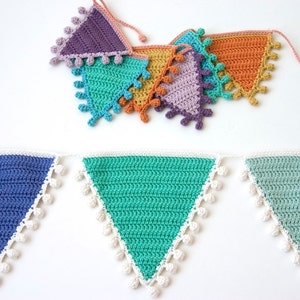 Crochet PATTERN: Bunting, Flags with Bobble Edging in various sizes with Photo Tutorial image 3