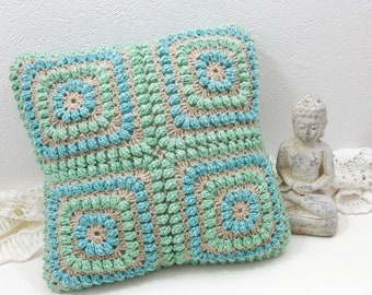 Crochet PATTERN Squishy Popcorn Cushion Cover - 8 granny squares - BEGINNERS level