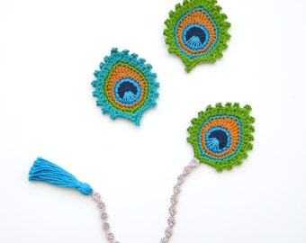 Crochet PATTERN Peacock Feather BOOKMARK and Motif "Burma"  - Photo Tutorial for BEGINNERS