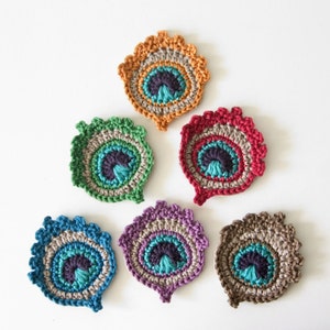 Crochet PATTERN Small Peacock Feather Motif Applique Garland Great Christmas Gift image 9