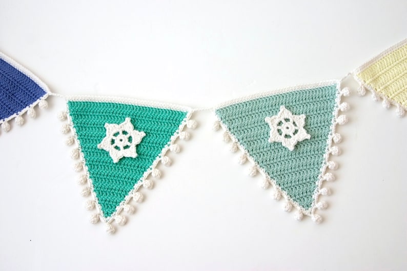 Crochet PATTERN: Bunting, Flags with Bobble Edging in various sizes with Photo Tutorial image 2