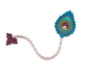 Bookmark Crochet Peacock Feather - Original Design makes for Great GIFT