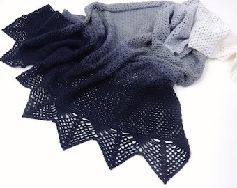 Crochet Lunation Shawl Pattern: Asymmetrical Triangle with Large Edging (PDF Pattern)