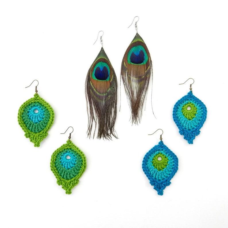 Crochet Motif PATTERN: Peacock Eye Feather PHOTO TUTORIAL Cute little applique original design by The Curio Crafts Room image 8