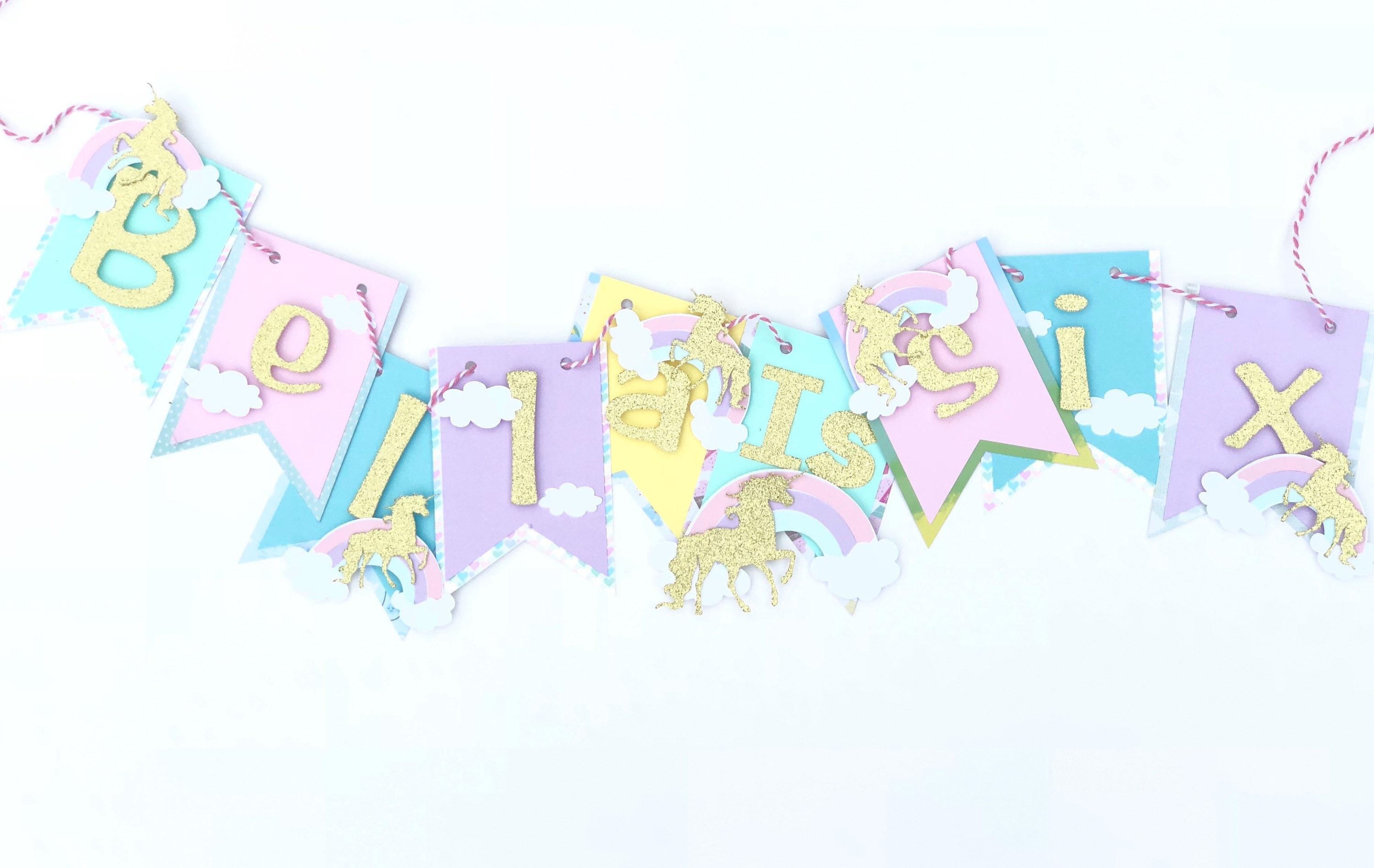 Rainbow Happy Birthday Banner Rainbow Theme Birthday Banner Etsy