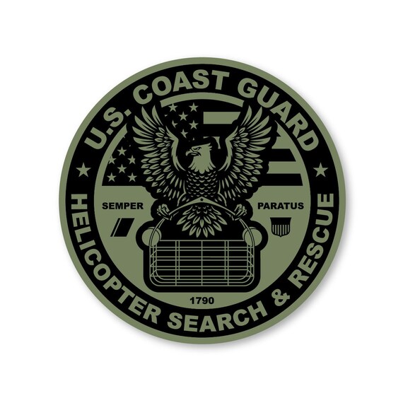 USCG Helicopter Search and Rescue Sticker (Green)