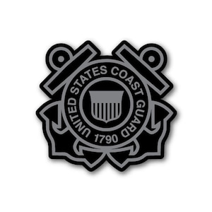 United States Coast Guard Logo Sticker (Black and Grey)